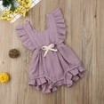 thumbnail image 2 of Fortune 0-24m Baby Girl Summer Ruffles Romper Fly Sleeve Bow Cotton Jumpsuits, 2 of 5