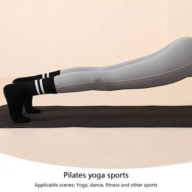Calcetines de baile antideslizantes Algodón Pilates Yoga Mujer Fitness Tobillo Calcetines (Negro)