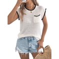 thumbnail image 4 of Summer Fall Short Sleeve Sweater for Women Casual Sweater Vest Knit Pullover Tank Tops Fashion Clothing Color L, 4 of 10
