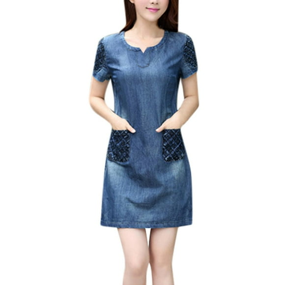outfmvch womens dresses summer denim casual elegant cowboy jeans dress with pockets fall dresses