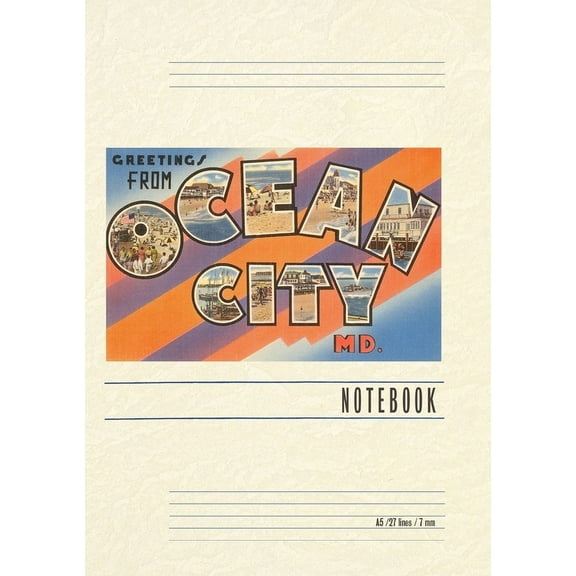 Vintage Lined Notebook Greetings from Ocean City, (Paperback)