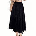 thumbnail image 2 of Falda larga elástica con cintura alta, falda en forma de A con capas, 2 of 7
