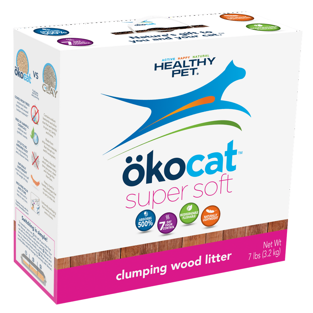 Okocat Premium Super Soft Clumping Wood Cat Litter, 7 lbs