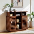 thumbnail image 2 of Tcbosik 36.1 inch Buffet Sideboard, Farmhouse Storage Cabinet with Sliding Doors, Coffee Bar Cabinet with Adjustable Shelf, Cupboard for Kitchen, Dining Room, Living Room, Walnut, 2 of 8