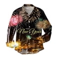 thumbnail image 3 of Camisas De Vestir Para Hombre Manga Larga Camisa de manga larga con solapa con botones y estampado digital 3D para hombre de Año Nuevo y Festival de Primavera (Blue, XXL), 3 of 5