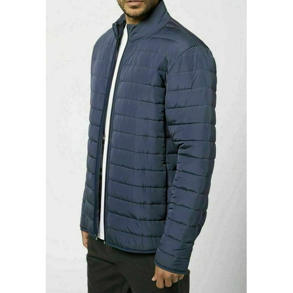 Voyager Men's Polar Fleece Lined Heather Puffer Jacket, Blue, Size XXL