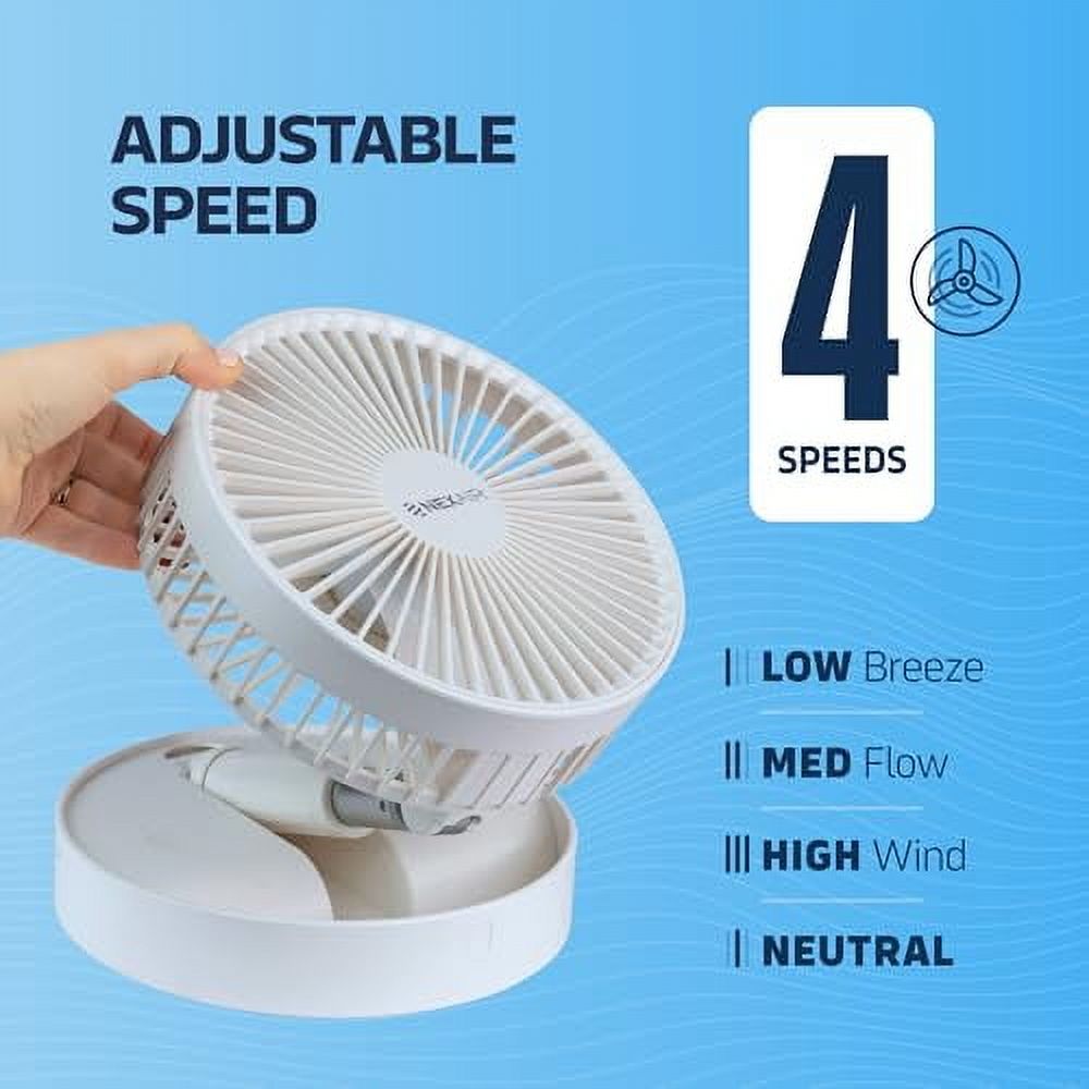 Premium Foldable Fan, 4 Speed Portable Fan with Adjustable Height 14  39.5 in, Rechargeable Folding Fan For Home And Office, Quiet Floor Fan For Bedroom, Battery Operated Fan For Travel