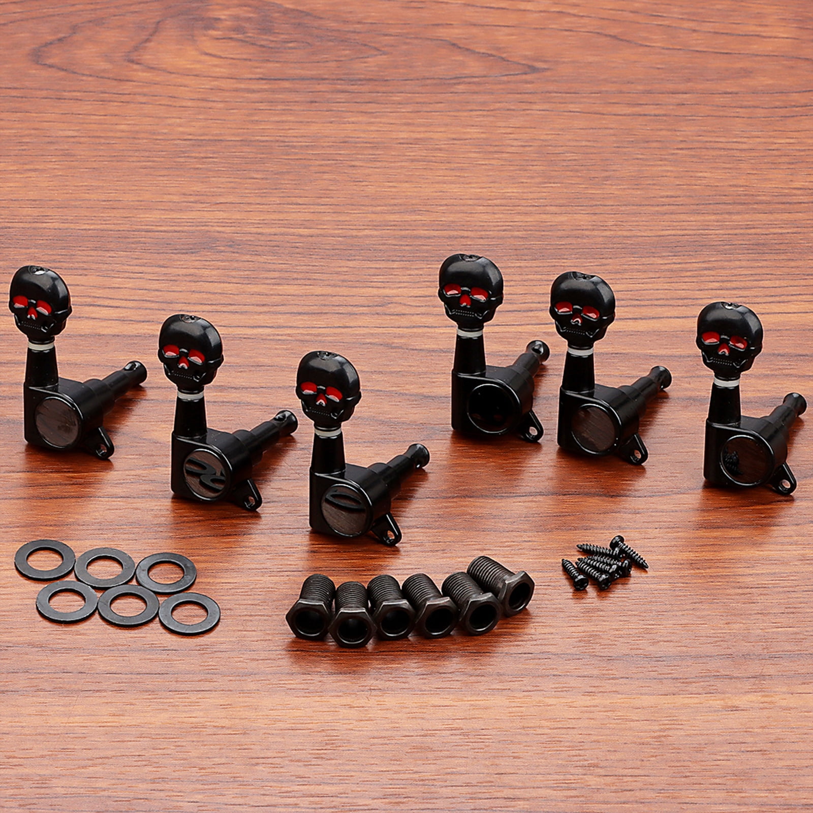 6Pcs Guitar Tuning Peg 6 Right Skull Button Keys Machines Head Tuners for Electric Guitar and Bass Easy to Install