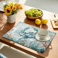thumbnail image 2 of Coastal Crab Placemats Set of 4, Teal Nautical Beach Starfish Vintage Placemats for Dining Table, Place Mats for Kitchen Tabletop, Waterproof Wipeable Dining Table Mats Set, 2 of 9