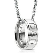 LEVAMDAR Love You Dad Mom Stainless Steel Necklace for Men Women Dad Birthday Gifts Jewelry