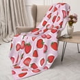 thumbnail image 3 of Sikiie Hand Drawn Strawberry Cozy Flannel Fleece Throw Blanket: Lightweight & Thick for All Seasons - Perfect for Women, Men, & Kids"80"x60", 3 of 6