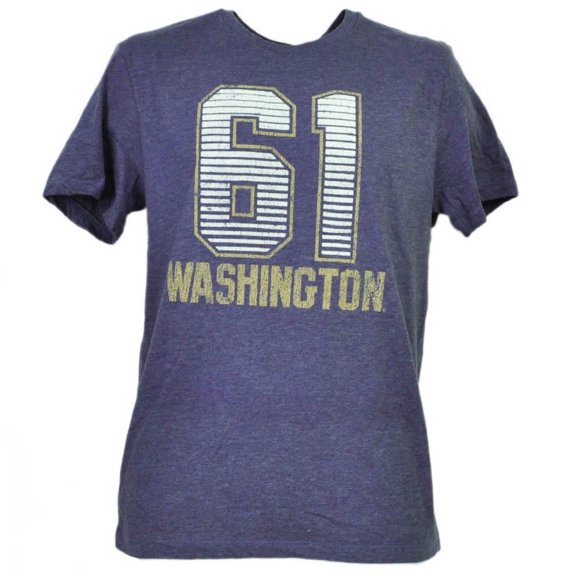 NCAA Washington Huskies Felt 61 Distressed Purple Mens T-shirt Crew Neck Large