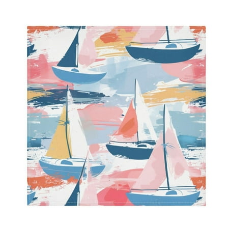 

Napkin Satin Napkin 20*20Inchx1 Kitchen Towel Dinner Plate Towel Decorative Towel Napkin Tea Towel Suitable For Kitchen Table Pink Sailboat