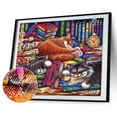 thumbnail image 2 of Kits de pintura de diamantes de bricolaje Gatos en el escritorio Juego de decoración de pared de taladro redondo completo para el hogar Tmvgtek Arte deco, 2 of 9
