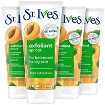St. Ives Fresh Skin Apricot Face Scrub, Deep Exfoliator Skin Care for Clean, Glowing Skin, Oil-free Facial Scrub Made with 100% Natural Exfoliants, 6 oz, 4 Pack