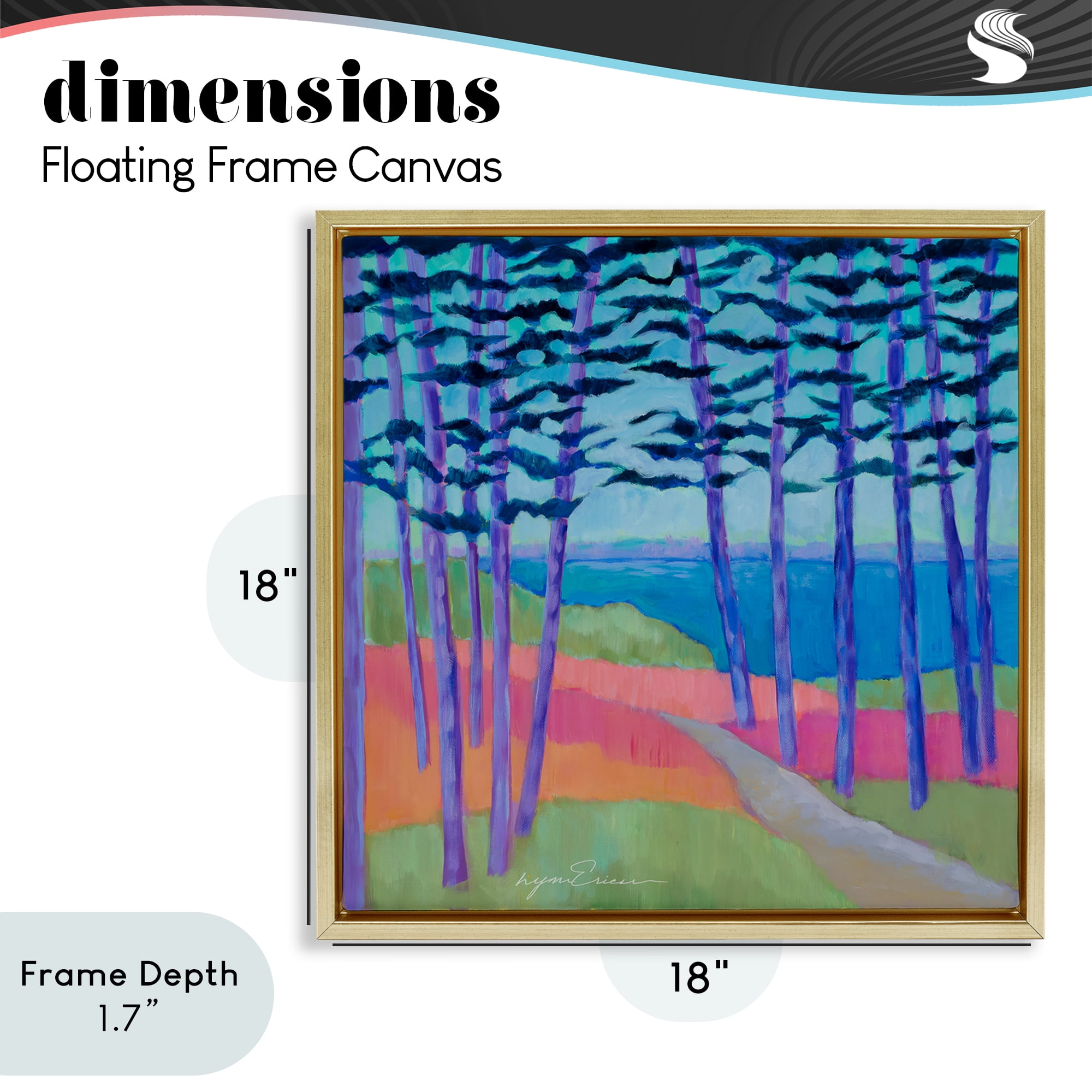 Stupell Industries Razzle Dazzle Forest Scene Gold Framed Floater Canvas Wall Art, design by Lynn Ericson Fine Art