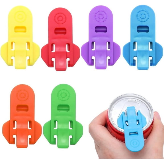 6 Pack Manual Easy Can Opener,2025 New Soda Beer Leakproof Cans Top Ring Opener Tool,Mult-Color Drink Can Cap for Beer Aluminum Beverage Cans Cover Protector