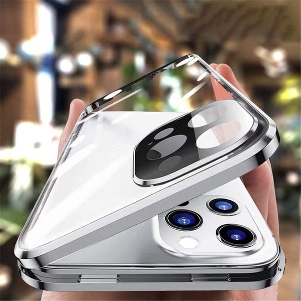 Funda antimiradas para iPhone 12 Pro Max, con fuerte adsorción magnética, protector de lente de cámara, marco de metal 360, protección de cuerpo completo, vidrio de doble cara (iPhone12Promax, azul) Ofspeizc CZDZ-ZH44-11