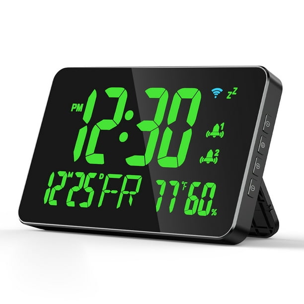 Higrotermógrafo Tuya WiFi Reloj de escritorio Calendario Termómetro higrómetro inteligente con pantalla LED digital Soporte WIFI Autocalibración/Brillo ajustable de 4 niveles/Vista remota de la a