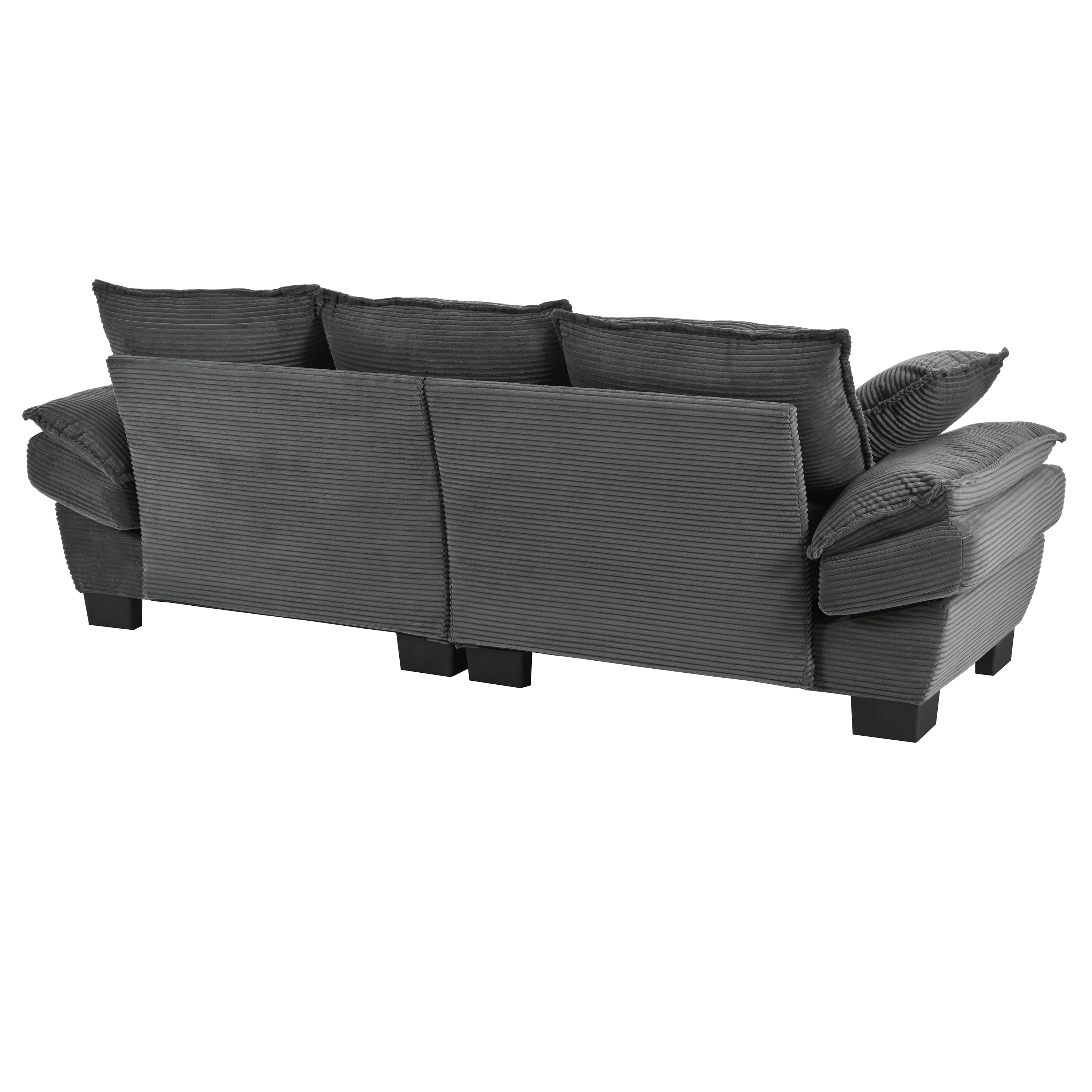 Euroco Modern Corduroy Fabric Sofa with Soft Cushions and Wooden Frame, Tool-Free Assembly, Zippered Armrests – Comfortable and Durable Couch for Living Room or Apartment