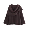 thumbnail image 1 of Bufanda, chaqueta Peacoat Kissonic, de punto extragrande, color café, para mujer, 1 of 6
