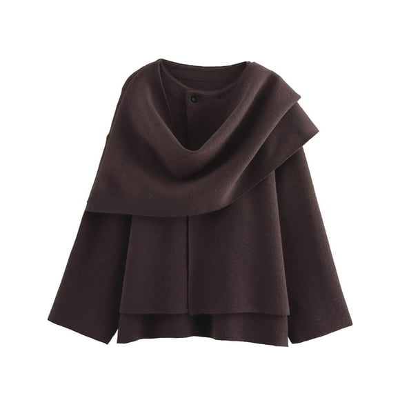 Bufanda, chaqueta Peacoat Kissonic, de punto extragrande, color café, para mujer