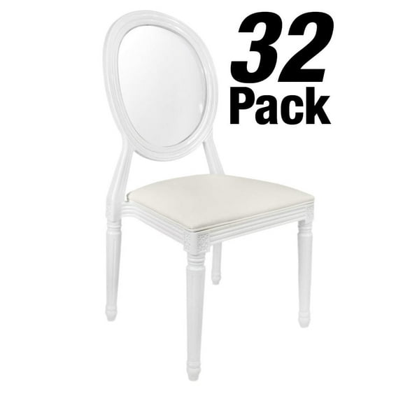 32 White Louis Pop Chairs   Clear Back by Chivari