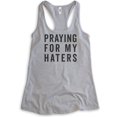 thumbnail image 1 of Praying For My Haters Tank Top, Ladies Racerback Tank Top, Praying Tank, Hater Tank, Heather Gray, XX-Large, 1 of 3