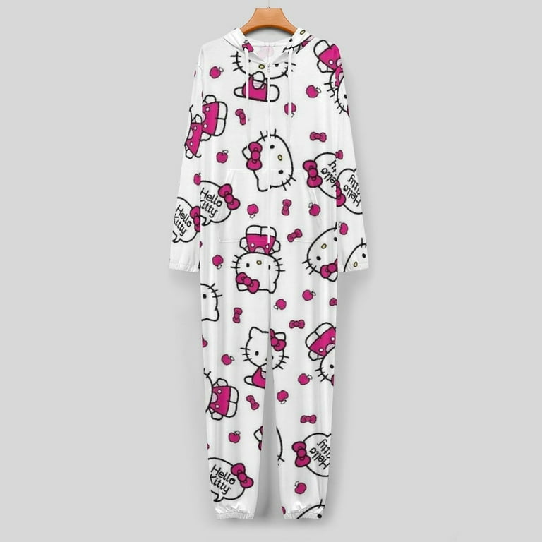 【E11161】HELLO HELLO/ Man Hello Kitty Unisex Onesie Pajamas Zipper Jumpsuit Hooded One