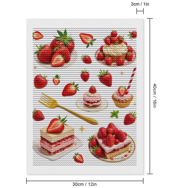 Diamond Art Kits for Adults, Strawberry Delights Dessert Selection