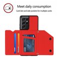 thumbnail image 3 of Elehold Lanyard Wallet Case for Samsung  S21 Ultra 6.8 inch Max Premium vegan leather with Wrist Strap,Shockproof Magnetic Buckle Flip Kickstand Credit Card Slots Anti-Scratch Protective Cover,Red, 3 of 6