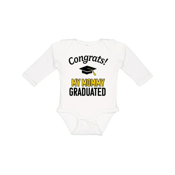 Inktastic Congrats My Mommy Graduated with Cap Boys or Girls Long Sleeve Baby Bodysuit