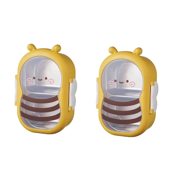 2 Fiambreras de Acero Inoxidable, con Forma de Abeja, Tipo Bento, A Prueba de Fugas, Doble Compartimento, para Camping, Picnic y Comida Al Aire Libre
