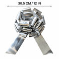thumbnail image 4 of 12 Inch Large Pull Bow, Decorative Gift Wrapping Flower Bow for Basket Present Party Wedding Decor, Silver, 4 of 7
