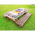 thumbnail image 1 of 16th Birthday Outdoor Tablecloth, Cute Sweet Teenage Celebration Motif Hearts Balloon Bird Box Stars Design, Decorative Washable Fabric Picnic Tablecloth, 58 X 104 Inches, Multicolor, by Ambesonne, 1 of 2
