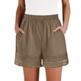 thumbnail image 2 of Womens Casual Shorts Wide Leg Bermuda Shorts Elastic High Waist Lace Trim Summer Beach Shorts with Pocktes, XL, 2 of 7
