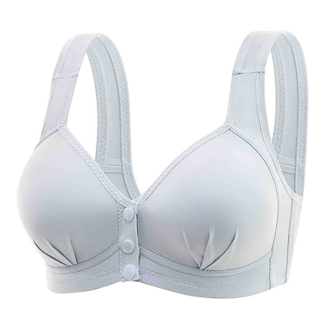 Lenpel Front Closure Bras for Women Seamless Wirefree Full Coverage Supportive Push up Bras Comfortable Everyday Bras(Gray,Small)