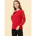 thumbnail image 3 of INSPIRE CHIC Women's Work Chiffon Keyhole Neck Elegant Top Red M, 3 of 5