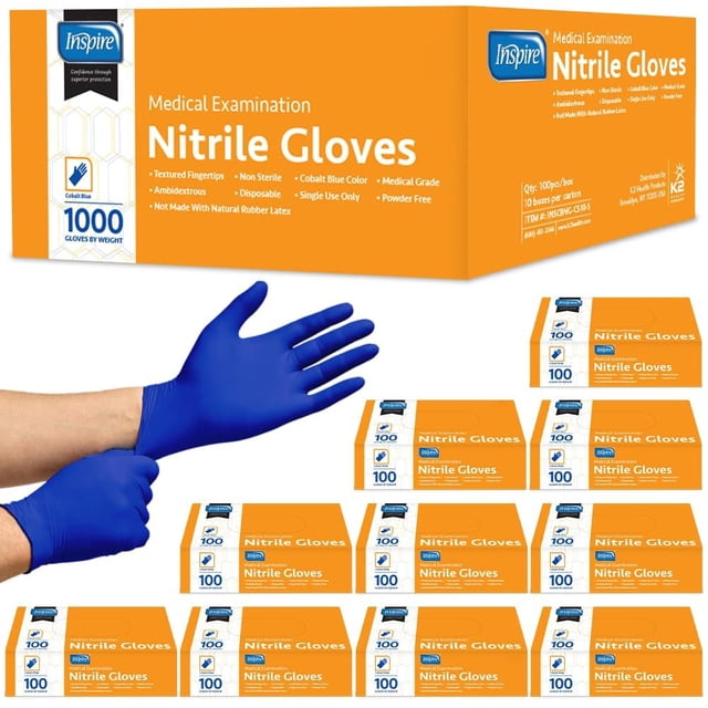 Guantes de nitrilo Inspiren Medical Examination Stretch Blue