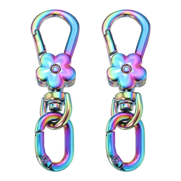 Uxcell 2 Pcs Metal Keychain Clip Swivel Lobster Claw Clasp Quick Release Oval Key Ring Detachable Double Opening Snap Hooks for Jewelry Making Crafts Backpack Bag Lanyard, Colored