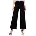 thumbnail image 3 of BiZtdJrK Pull On Womens Jeans Casual Stretchy High Waisted Denim Trousers Baggy Wide Leg Jean Pant Solid Lounge Pants with Pockets Sales Today Black M, 3 of 9
