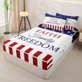 thumbnail image 2 of Manfei Stars Striped Zipper Queen Comforter Set with Fitted Sheet and 2 Pillowcases,Faith Family Freedom Print Zipper Bedding Set,Red White Navy Usa Flag Decor,Navy Blue Reversible,4pcs, 2 of 8