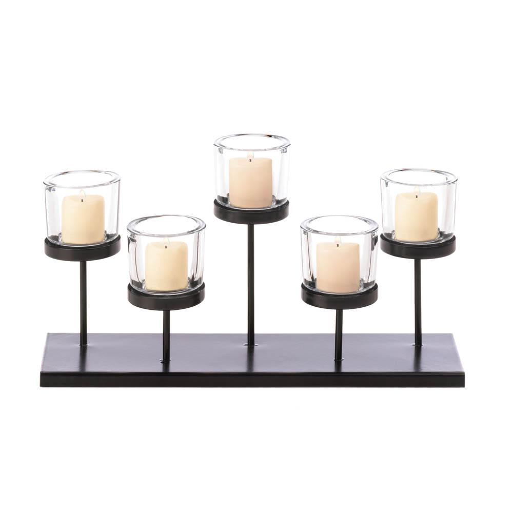 Candle Holders Glass, Jar Candle Holder Decor, Cylinder 5 Cups Candles