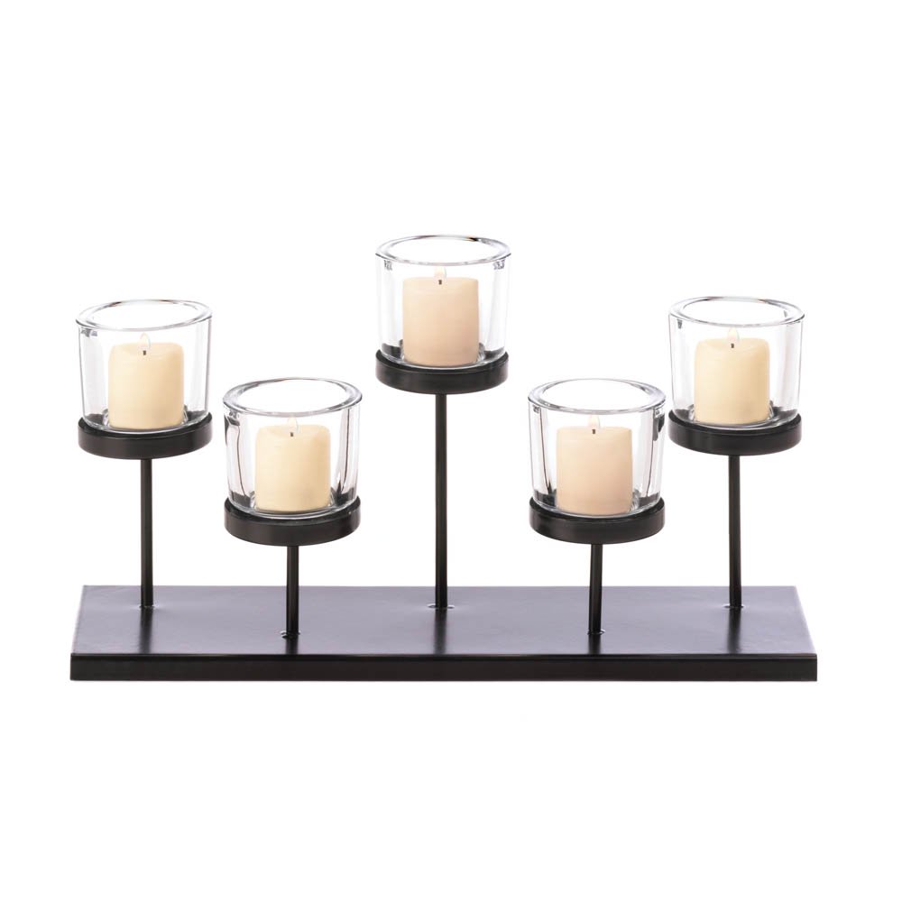 Candle Holders Glass, Jar Candle Holder Decor, Cylinder 5 Cups Candles