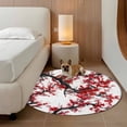 thumbnail image 2 of Red Plum Round Area Rug 6Ft Washable Circle Rugs for Bathroom Office, Nature Flowers Branches Chinese Painting Non-Slip Carpet Floor Mats Indoor Outdoor Carpet Runner Aesthetic Home Decor, 2 of 8
