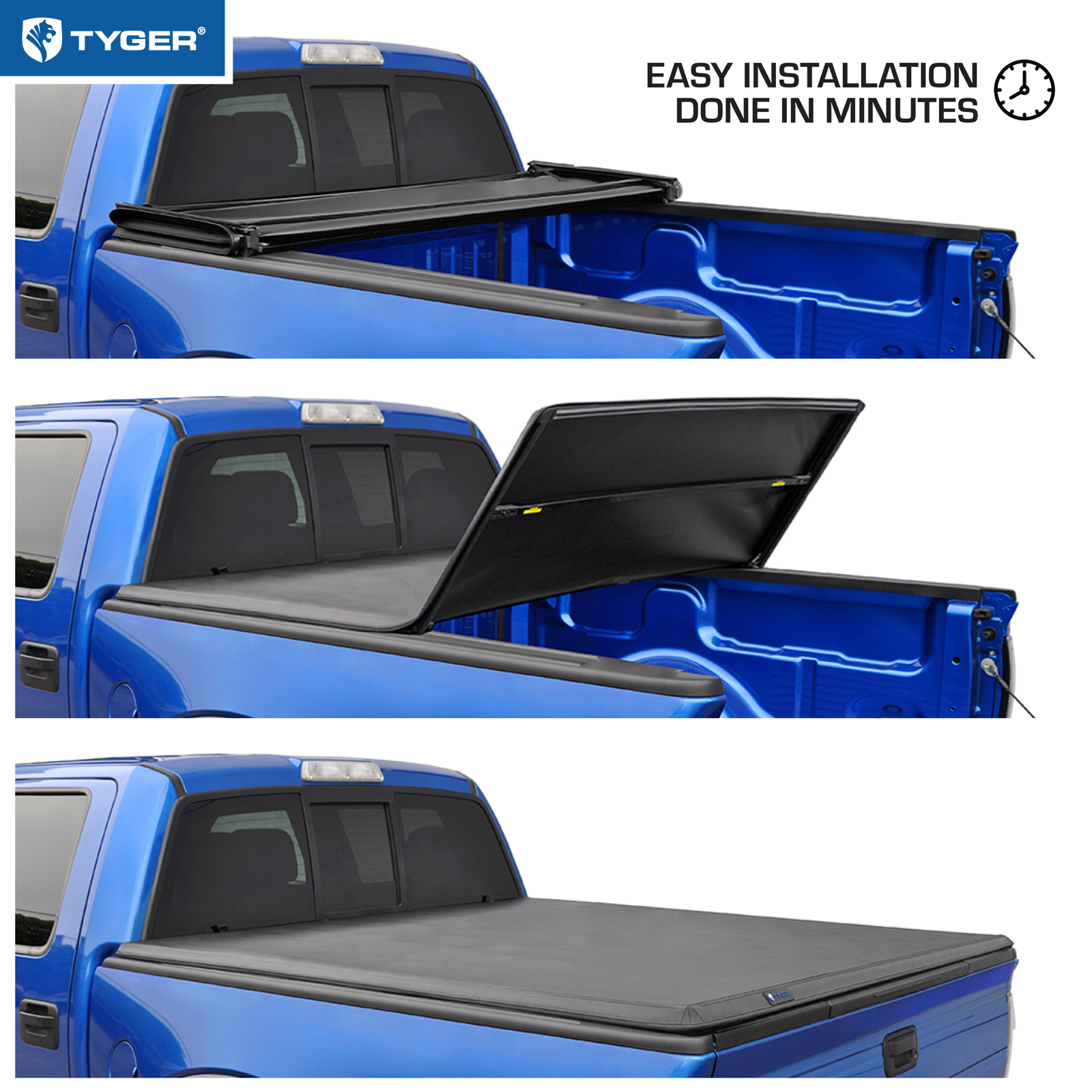 Tyger Auto T3 Soft Tri-fold Truck Bed Tonneau Cover Compatible with 2009-2014 Ford F-150 | Fleetside 6.5' Bed | TG-BC3F1020 | Vinyl - image 5 of 9