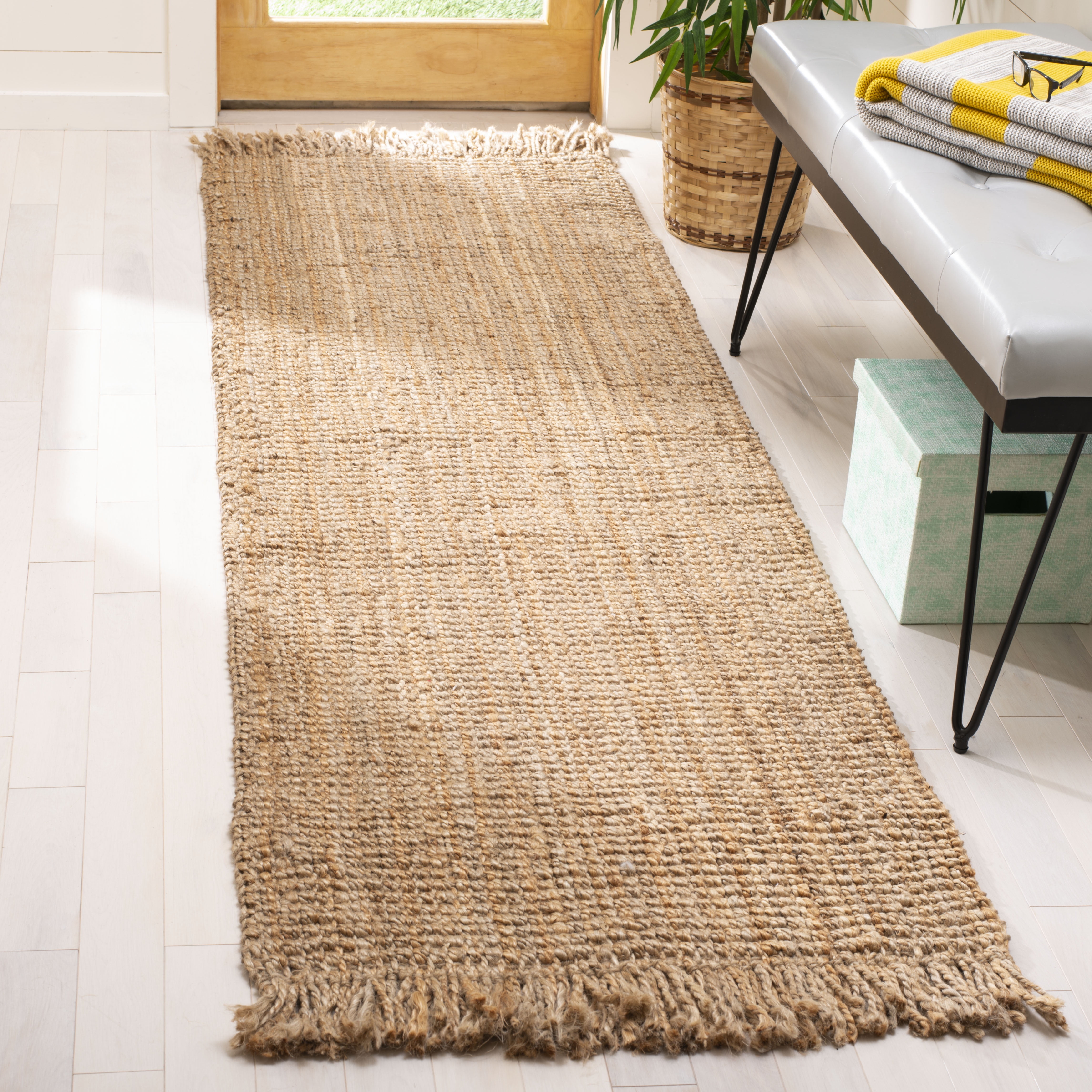SAFAVIEH Natural Fiber Andreas Solid Jute Runner Rug, Natural, 2'6" x 8