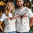 thumbnail image 4 of Camisetas para hombre con lazos navideños rojos y blancos, camisetas casuales de manga corta para hombre, camisetas gráficas para adolescentes, niños y hombres., 4 of 8