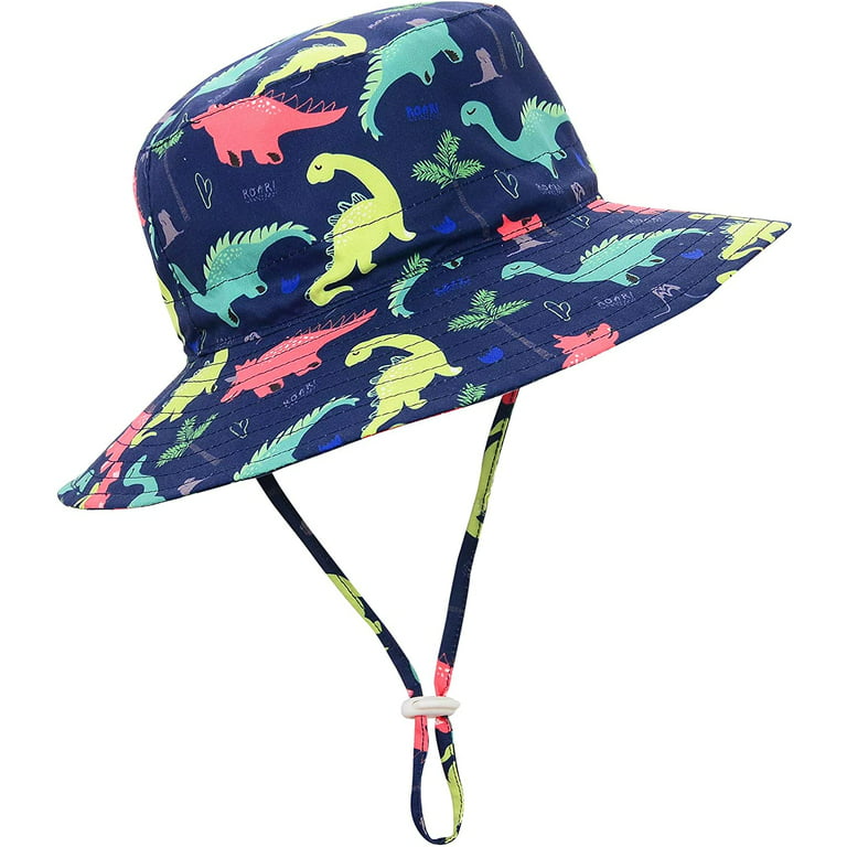 Zando Beach Baby Sun Hat UPF 50+ Sun Protection Wide Brim Summer Baby Boy  Bucket Hats Cute Toddler Sun Hats for Boy Navy Dinosaur L 
