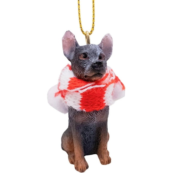 Australian Cattle Blue Dog Lover Christmas Tree Ornament with Candy Cane Scarf